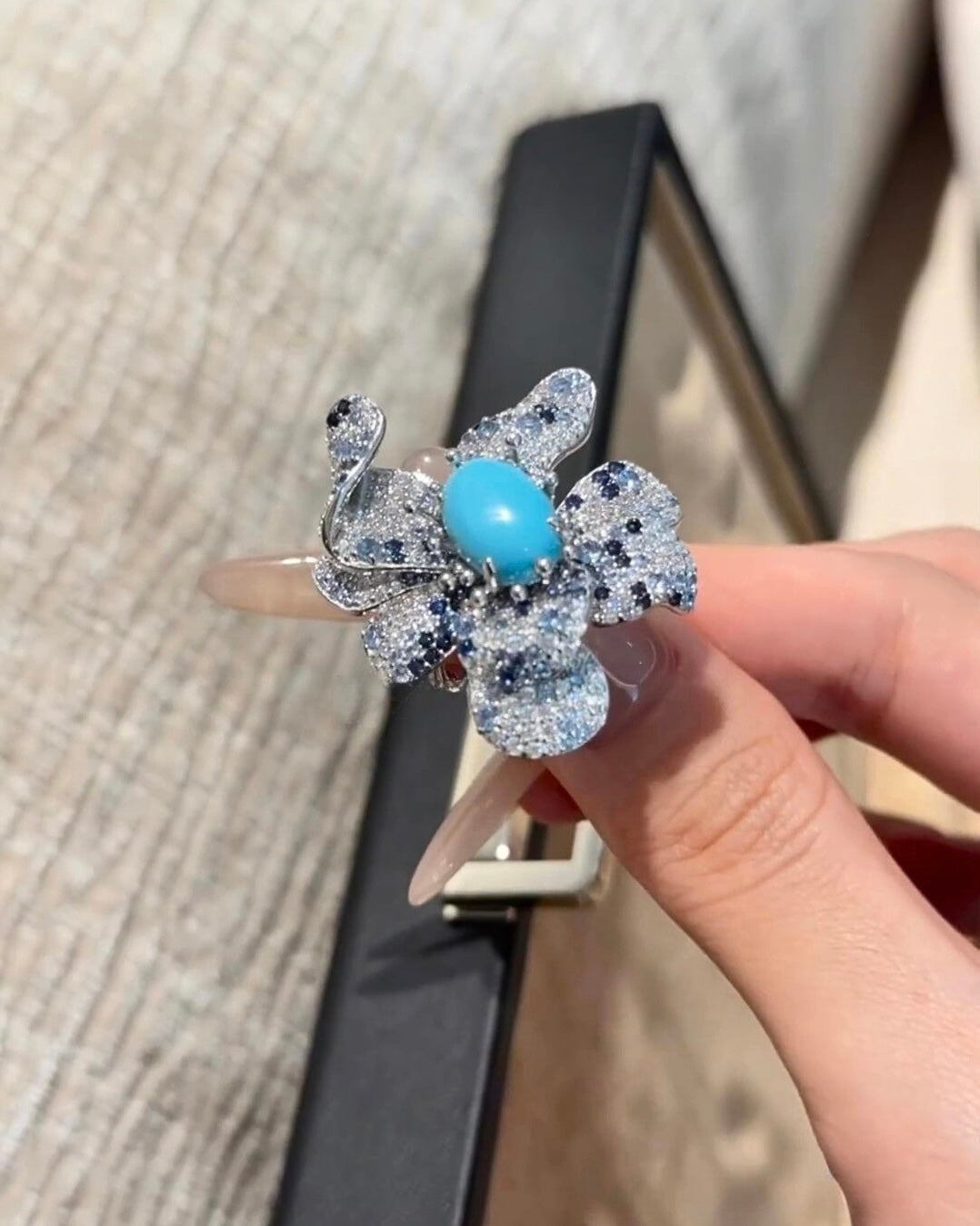 Inel Blue Aurora Bloom