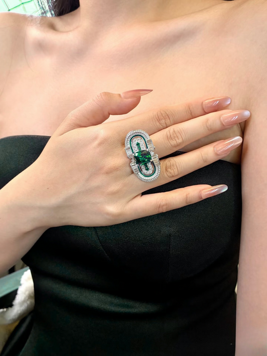 Inel Emerald Art Deco Crown